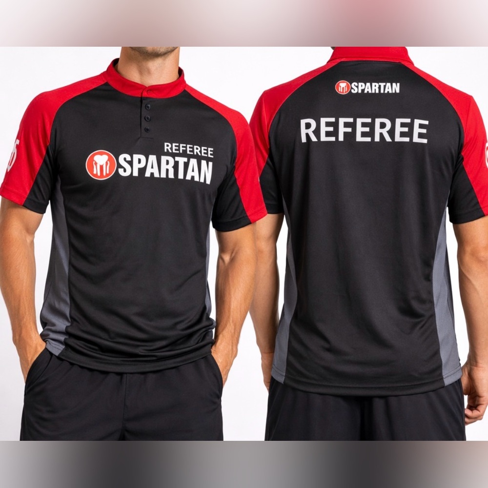 -Spartan REFEREE Shirt Craft Black and Red Blade Collar Unisex Medium